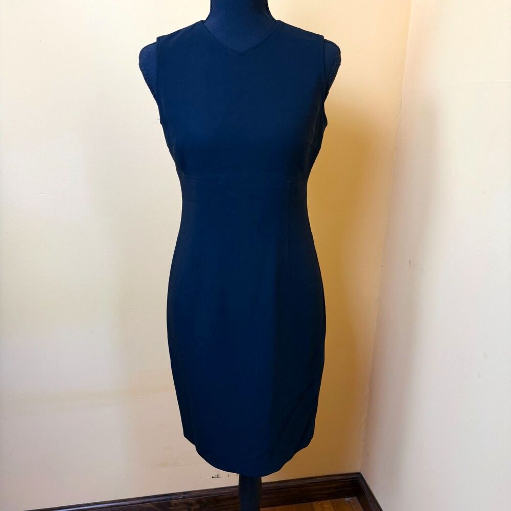 Ann Taylor Black Sheath Pencil Dress 2P Black Sleeveless 90s Y2k Minimalist Work